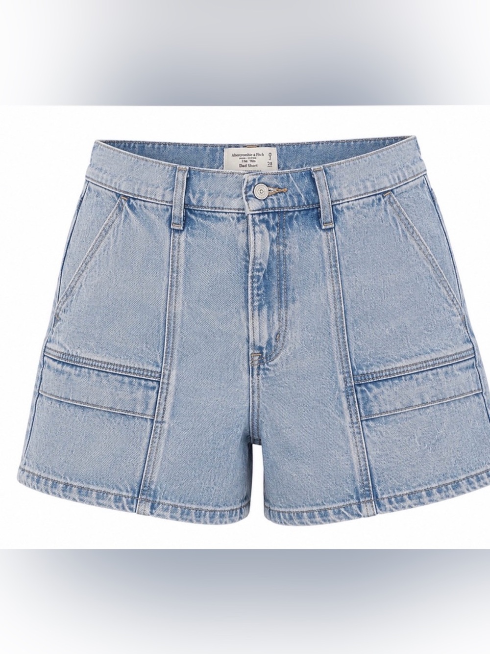 Abercrombie & Fitch High Rise Denim Dad Shorts Cargo Size 34/18